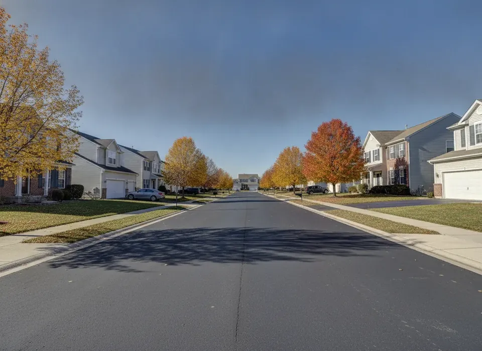 Delaware, Ohio subdivision street with attached garages